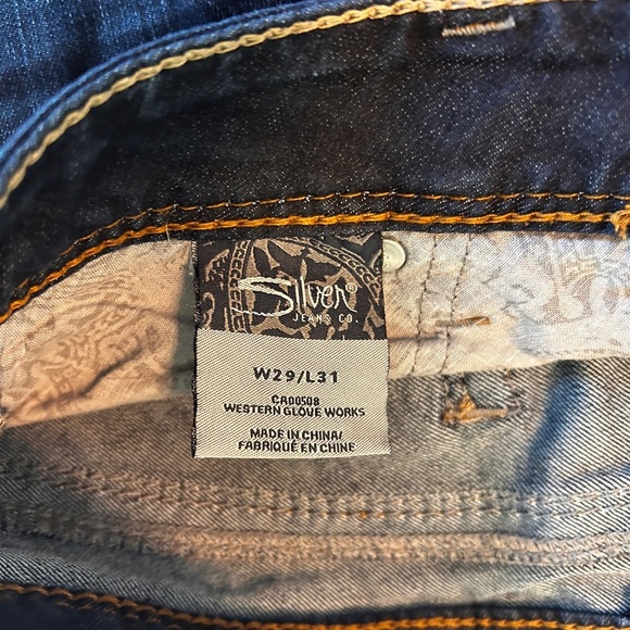 Silver Jeans Womens 32 x 31 Dark Wash Blue Denim Camden Rose Bell Bottom Flared. - Picture 9 of 14
